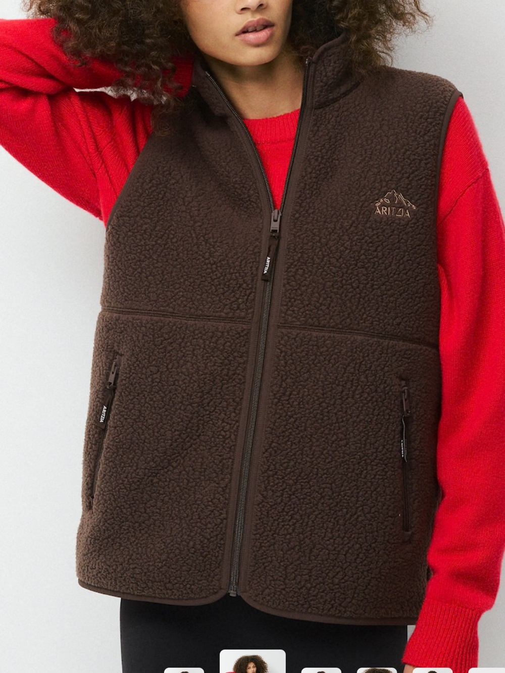 Aritzia Polartec Thermal Pro Ridgeline Hip Gray Sherpa Fleece Vest Small
